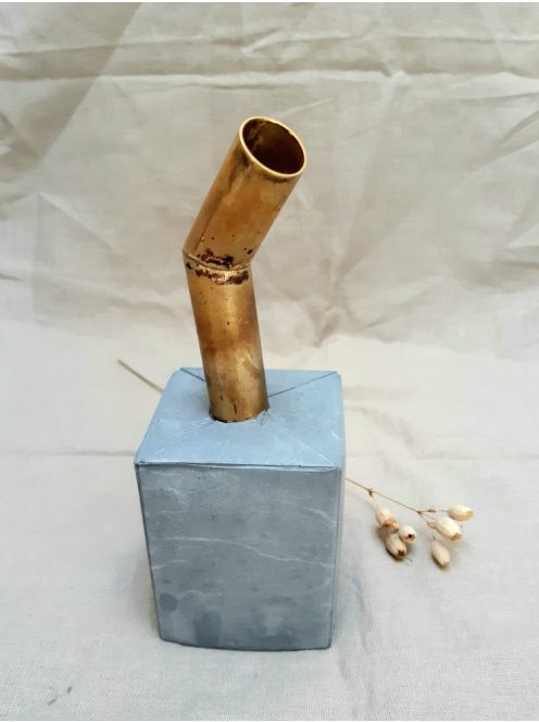 Concrete and copper vase - small