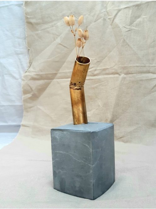 Concrete and copper vase - small